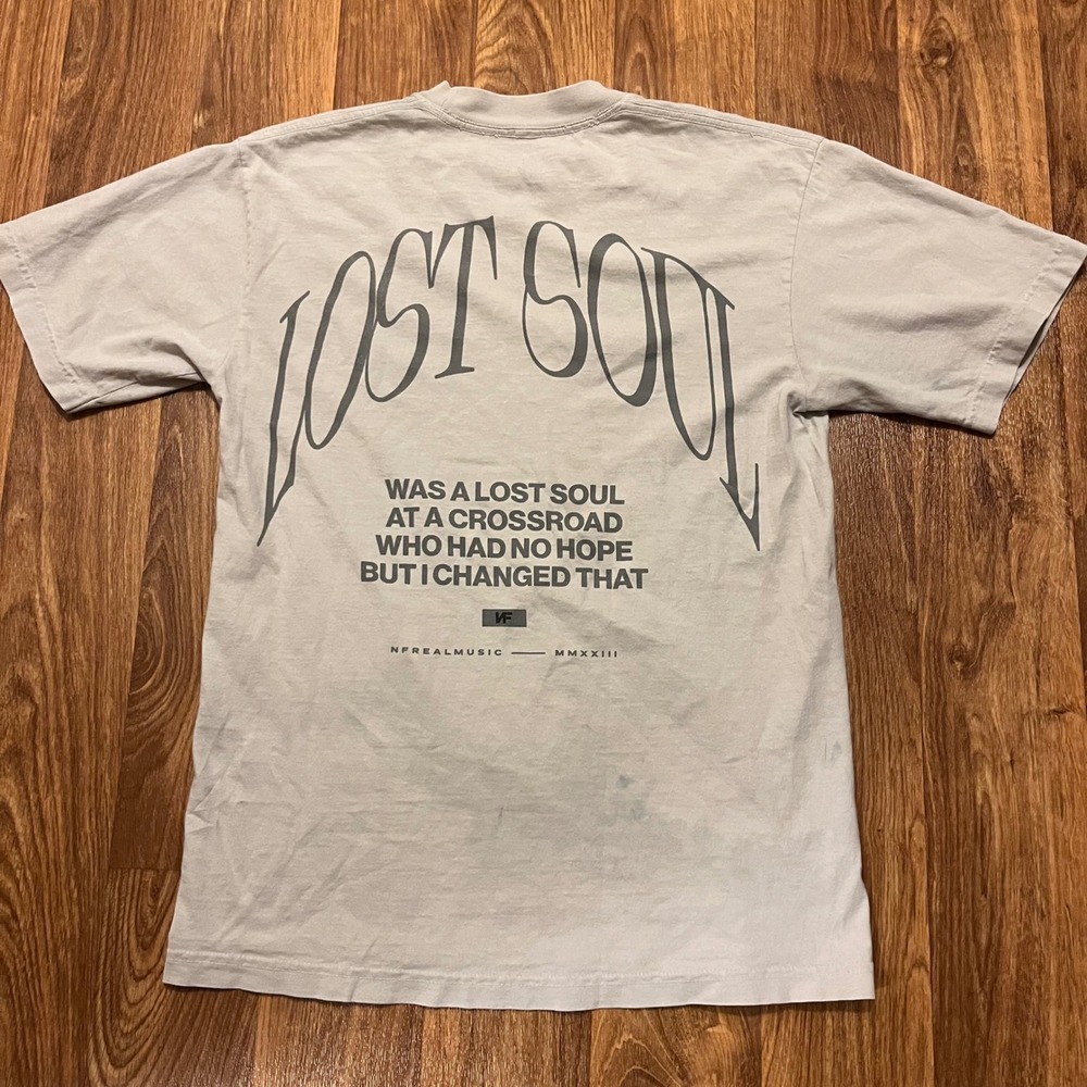 NF Shirt Men Small Grey Lost Soul Hope Tour 2023 Graphic Tee NFRealMusic MMXXIII